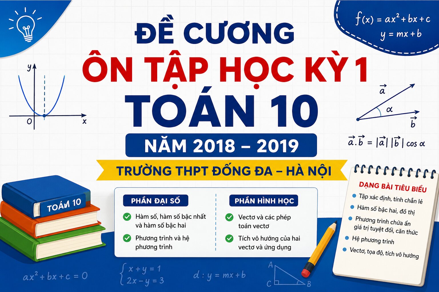 Đề cương ôn tập học kỳ 1 Toán 10 năm 2018 – 2019 trường THPT Đống Đa – Hà Nội