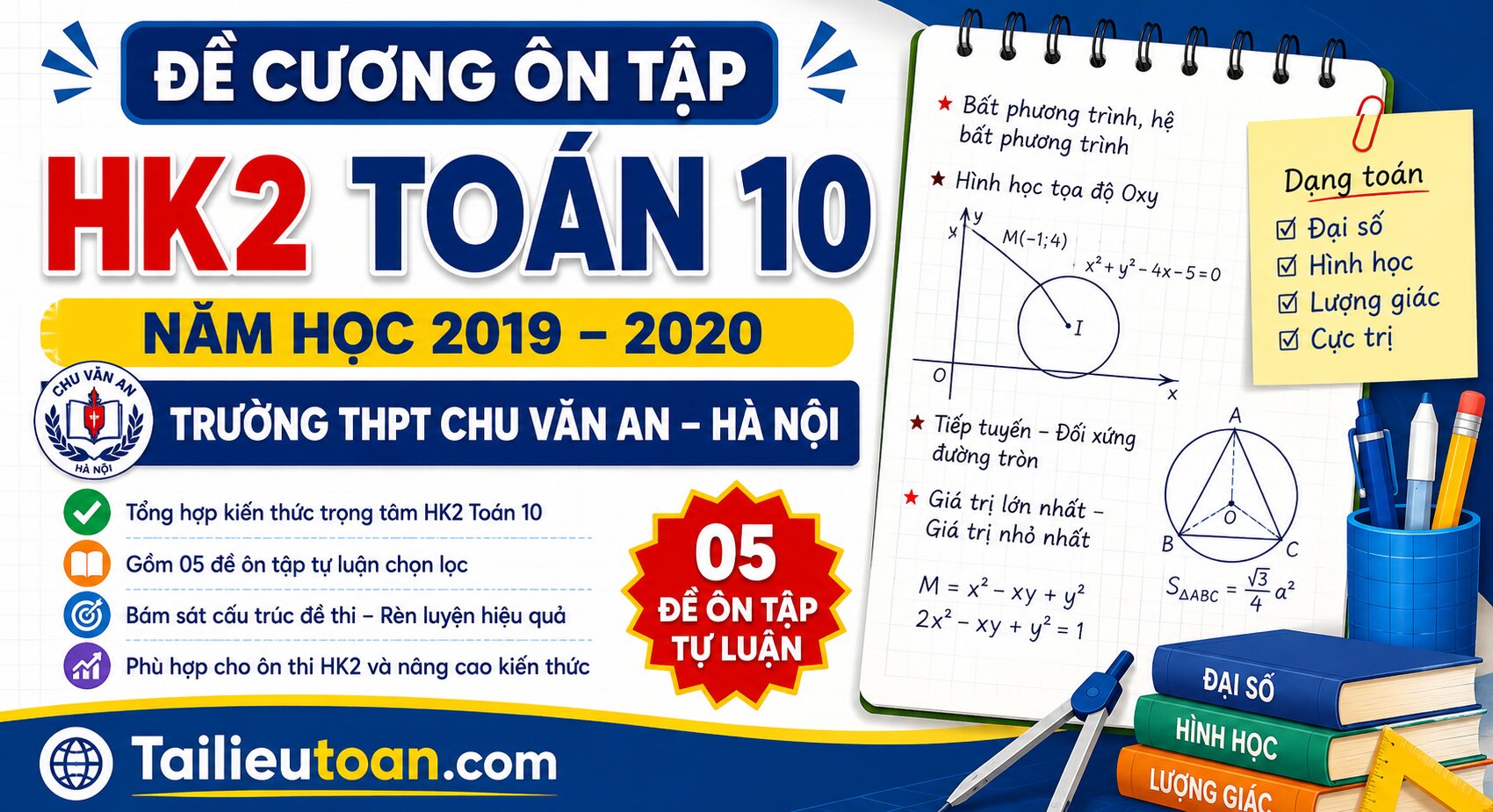 Đề cương ôn tập HK2 Toán 10 năm 2019 – 2020 trường Chu Văn An – Hà Nội