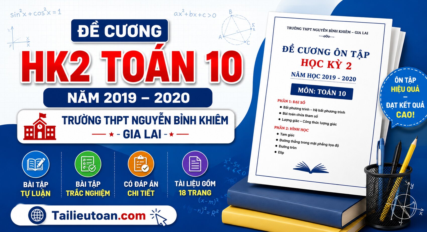 Đề cương HK2 Toán 10 năm 2019 – 2020 trường Nguyễn Bỉnh Khiêm – Gia Lai