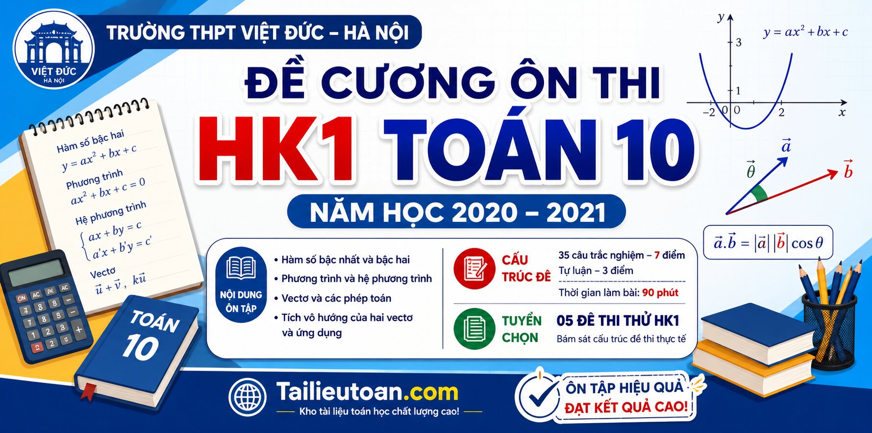 Đề cương ôn thi HK1 Toán 10 năm 2020 – 2021 trường THPT Việt Đức